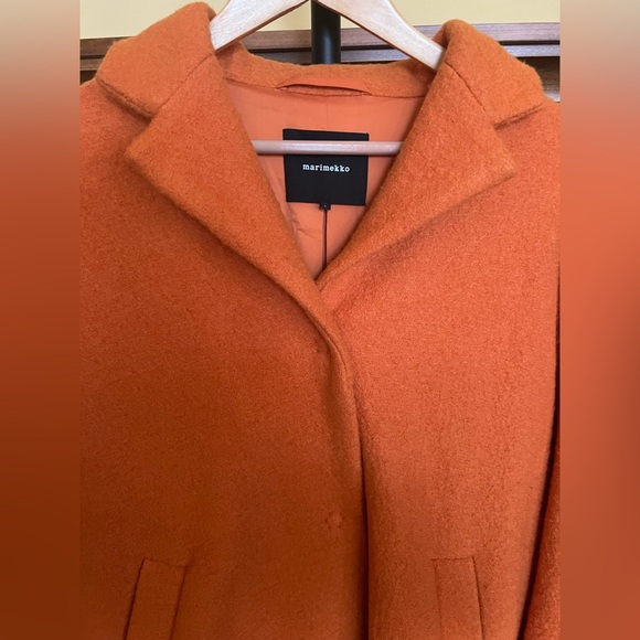 Marimekko Aho Coat Wool Boucle Orange Size L - Picture 3 of 16